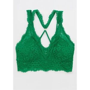 Aerie Fa La Lace Padded Bralette Green Alpine M